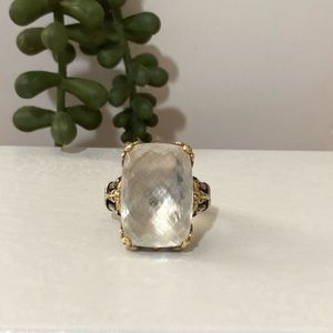 Konstantino Pythia Onyx/Crystal Rectangle Ring with Corundum size 8